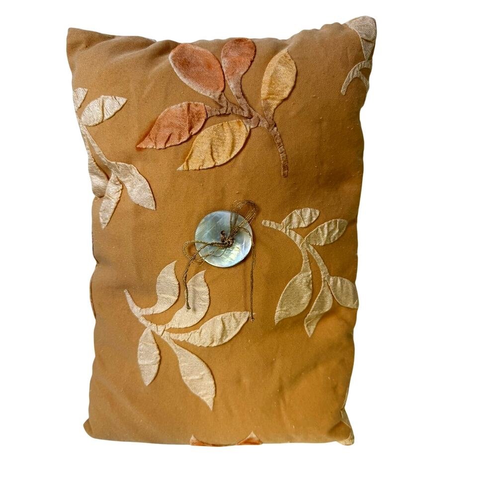 3-Piece Autumn Floral Appliqué Decorative Pillow Set with Shell Button Accents - Picture 2 of 9